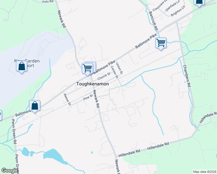 map of restaurants, bars, coffee shops, grocery stores, and more near 175 Willow Street in Toughkenamon