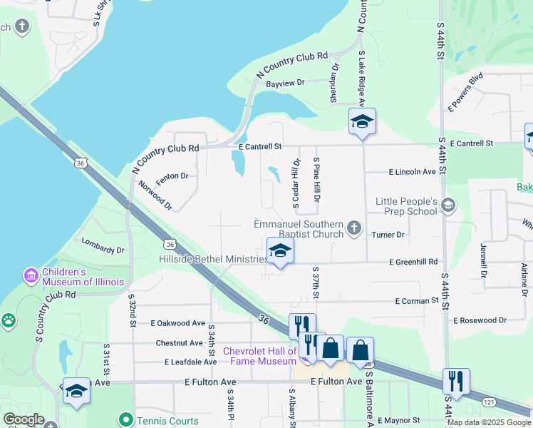 map of restaurants, bars, coffee shops, grocery stores, and more near 13 Circle Drive in Decatur