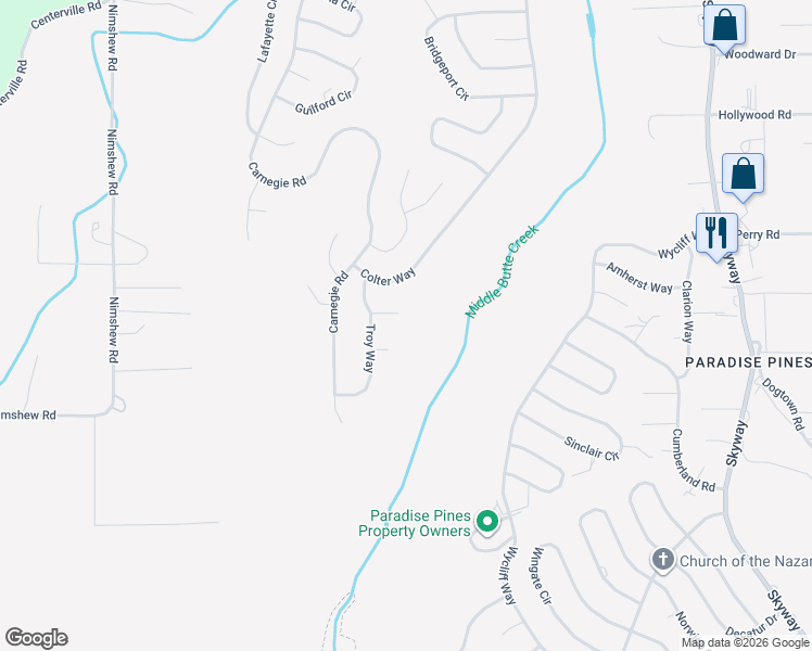 map of restaurants, bars, coffee shops, grocery stores, and more near 38 Mallard Court in Magalia