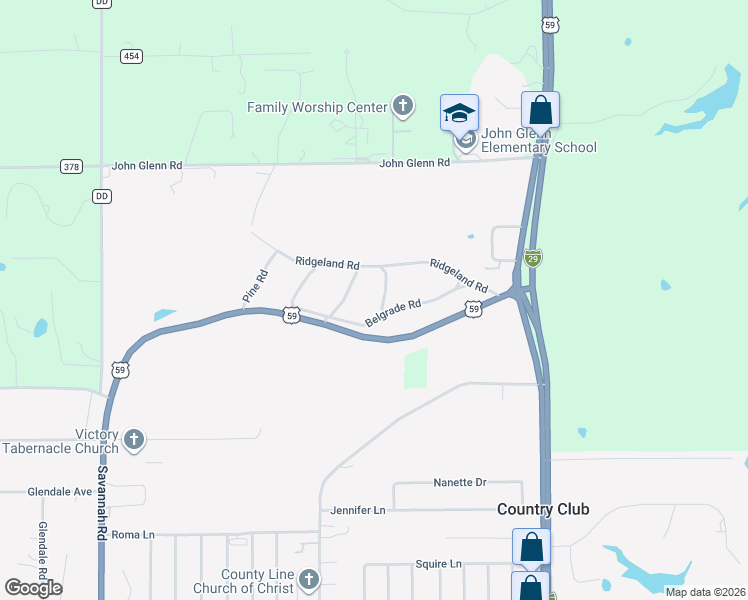 map of restaurants, bars, coffee shops, grocery stores, and more near 10 Belmont Road in Country Club