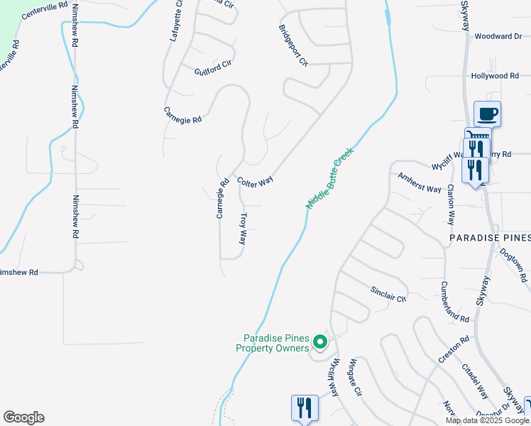 map of restaurants, bars, coffee shops, grocery stores, and more near 38 Mallard Court in Magalia