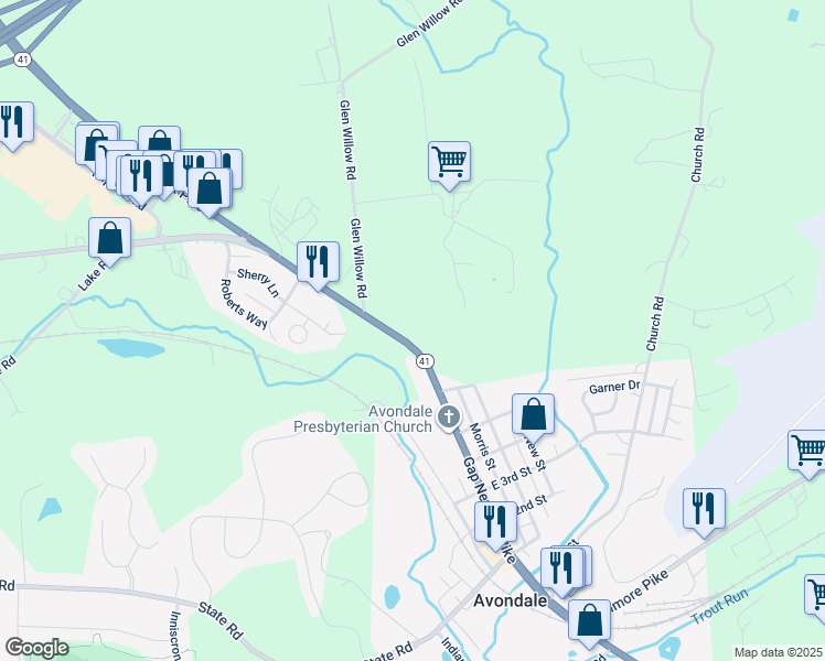 map of restaurants, bars, coffee shops, grocery stores, and more near 359 Pennsylvania Avenue in Avondale