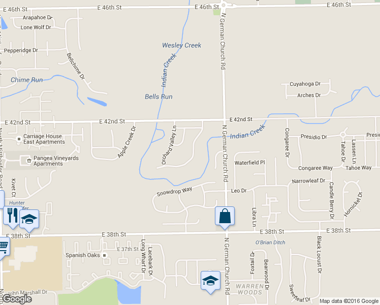 map of restaurants, bars, coffee shops, grocery stores, and more near 10818 Sterling Apple Drive in Indianapolis