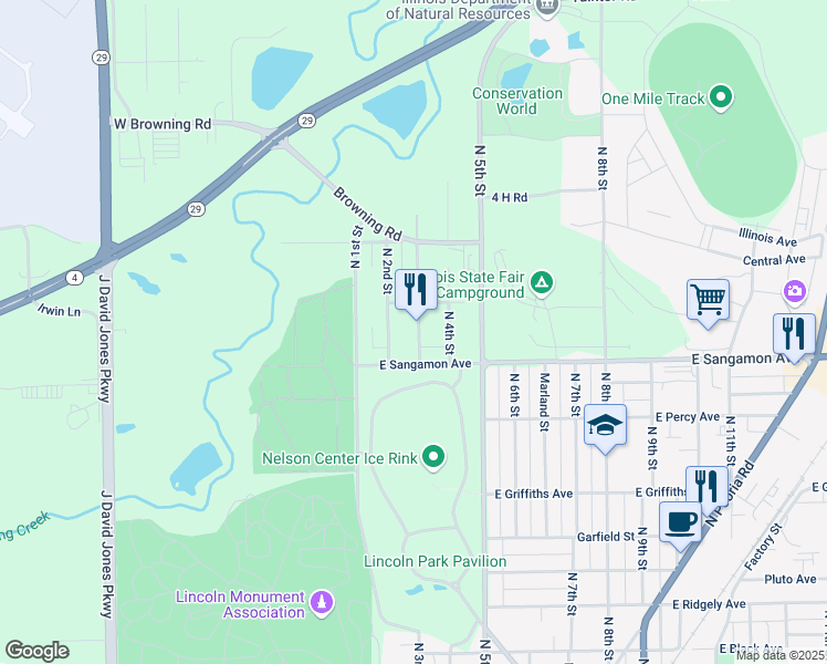 map of restaurants, bars, coffee shops, grocery stores, and more near 2233 North 3rd Street in Springfield