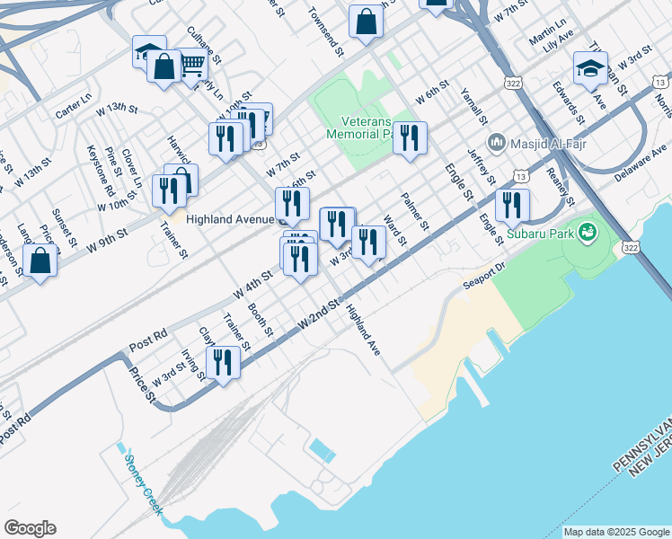 map of restaurants, bars, coffee shops, grocery stores, and more near in Chester