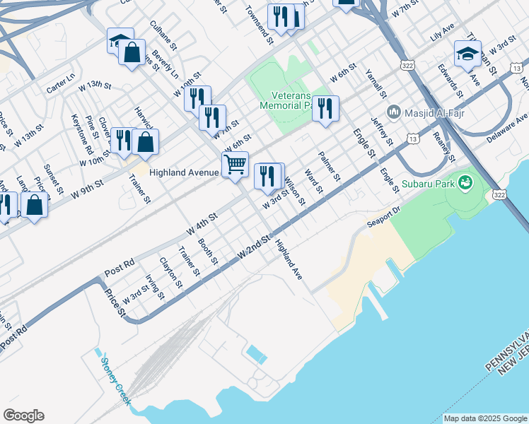 map of restaurants, bars, coffee shops, grocery stores, and more near in Chester