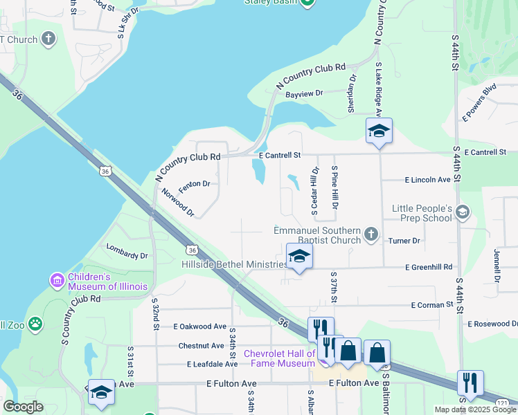 map of restaurants, bars, coffee shops, grocery stores, and more near 13 Circle Drive in Decatur