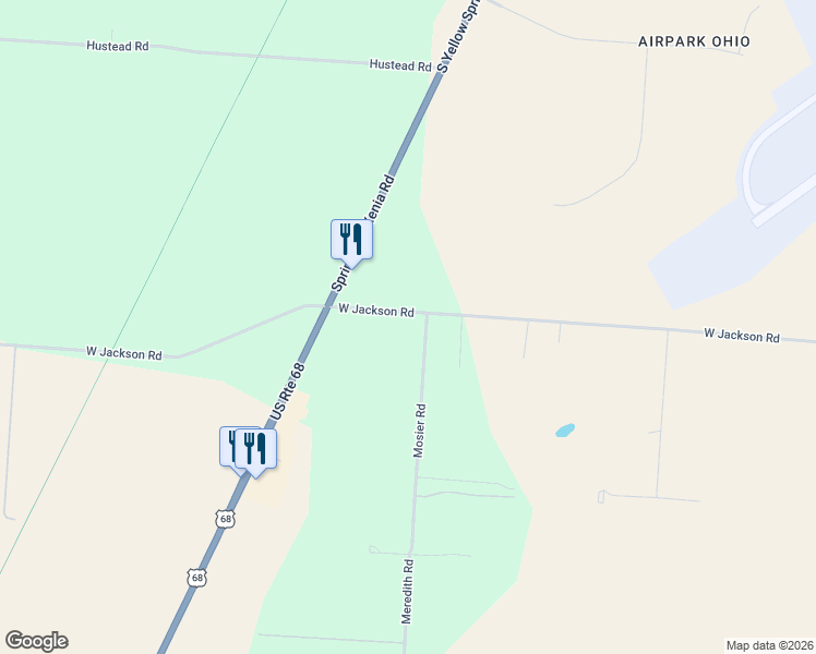 map of restaurants, bars, coffee shops, grocery stores, and more near 2538 West Jackson Road in Yellow Springs