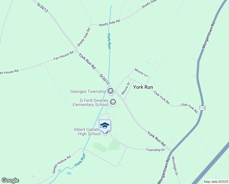 map of restaurants, bars, coffee shops, grocery stores, and more near 1119 T502 in Uniontown