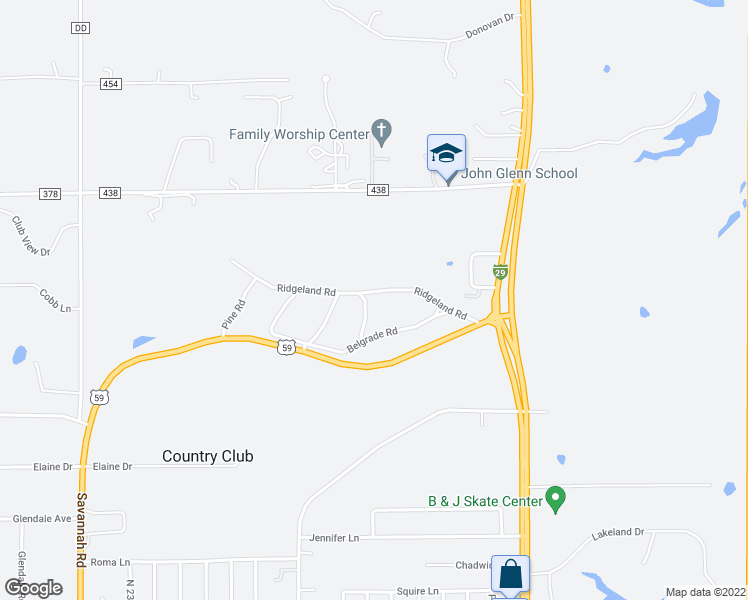 map of restaurants, bars, coffee shops, grocery stores, and more near in Country Club