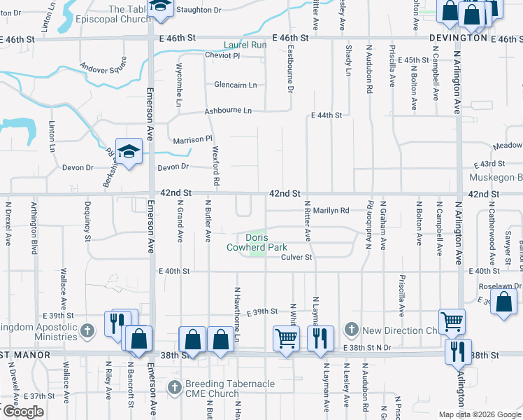 map of restaurants, bars, coffee shops, grocery stores, and more near 4137 Flamingo East Drive in Indianapolis
