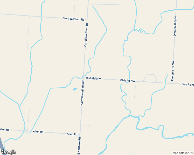 map of restaurants, bars, coffee shops, grocery stores, and more near 5950 Bish Road Northwest in Carroll