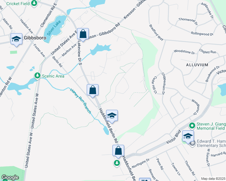 map of restaurants, bars, coffee shops, grocery stores, and more near 19 Eastwick Drive in Gibbsboro