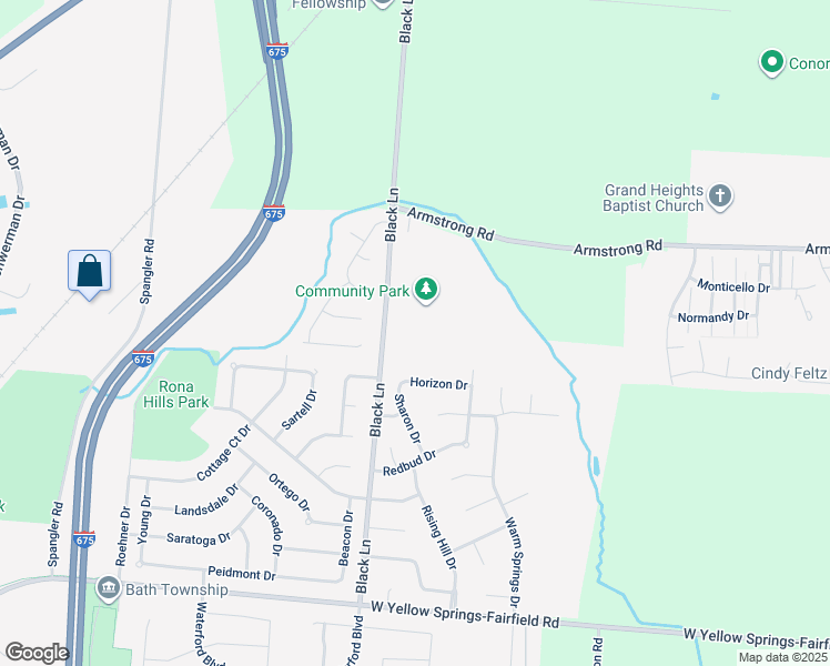 map of restaurants, bars, coffee shops, grocery stores, and more near 700 Black Lane in Fairborn