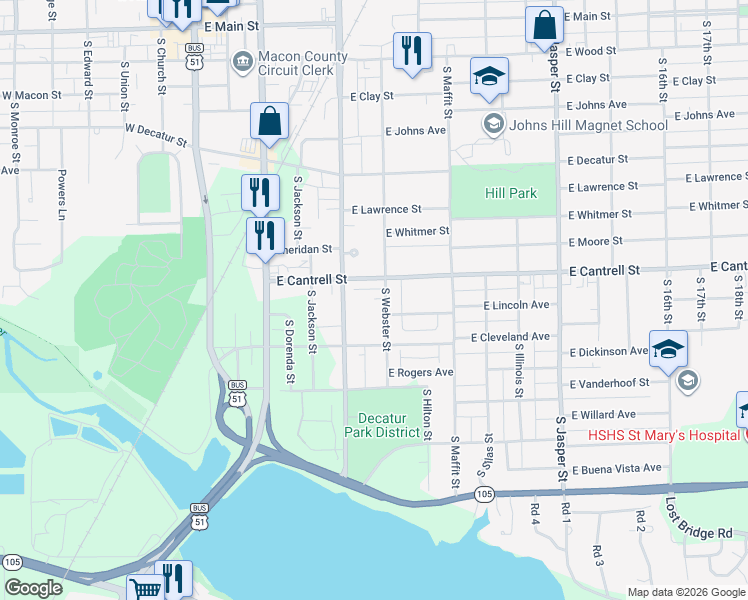 map of restaurants, bars, coffee shops, grocery stores, and more near 2-106 Webster Ct in Decatur