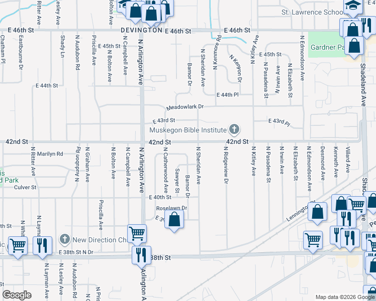 map of restaurants, bars, coffee shops, grocery stores, and more near 6150 Marilyn Rd in Indianapolis