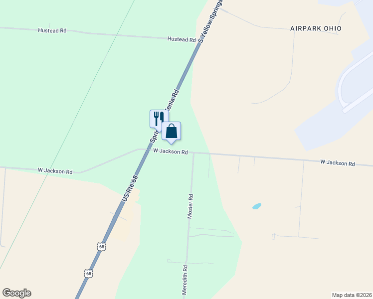 map of restaurants, bars, coffee shops, grocery stores, and more near 2538 West Jackson Road in Yellow Springs