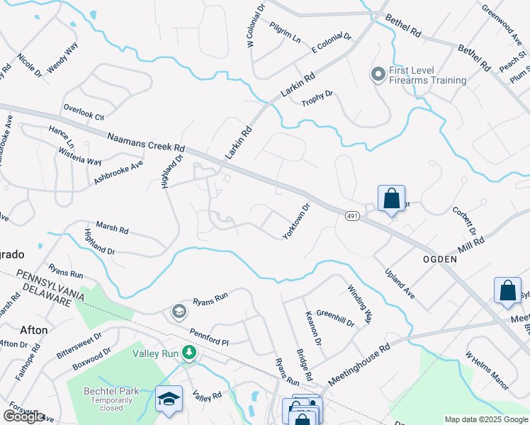 map of restaurants, bars, coffee shops, grocery stores, and more near 4013 Washington Drive in Delaware County