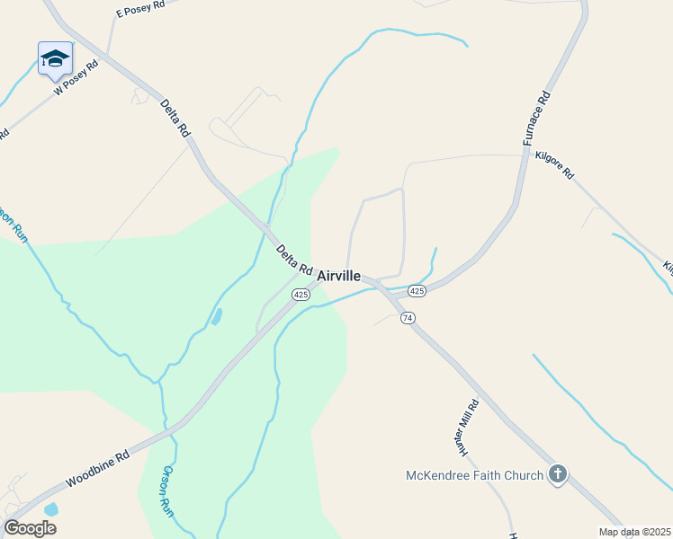 map of restaurants, bars, coffee shops, grocery stores, and more near 3521 Delta Road in Airville