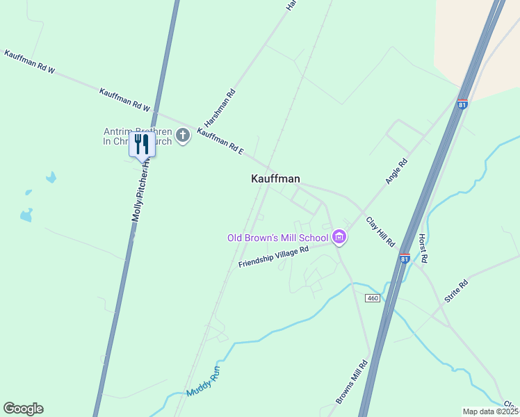 map of restaurants, bars, coffee shops, grocery stores, and more near Friendship Village Road in Franklin County