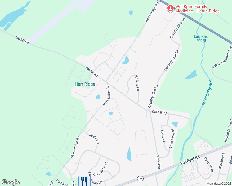 map of restaurants, bars, coffee shops, grocery stores, and more near 452 Old Mill Road in Gettysburg