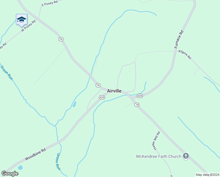 map of restaurants, bars, coffee shops, grocery stores, and more near 3515 Delta Road in Airville