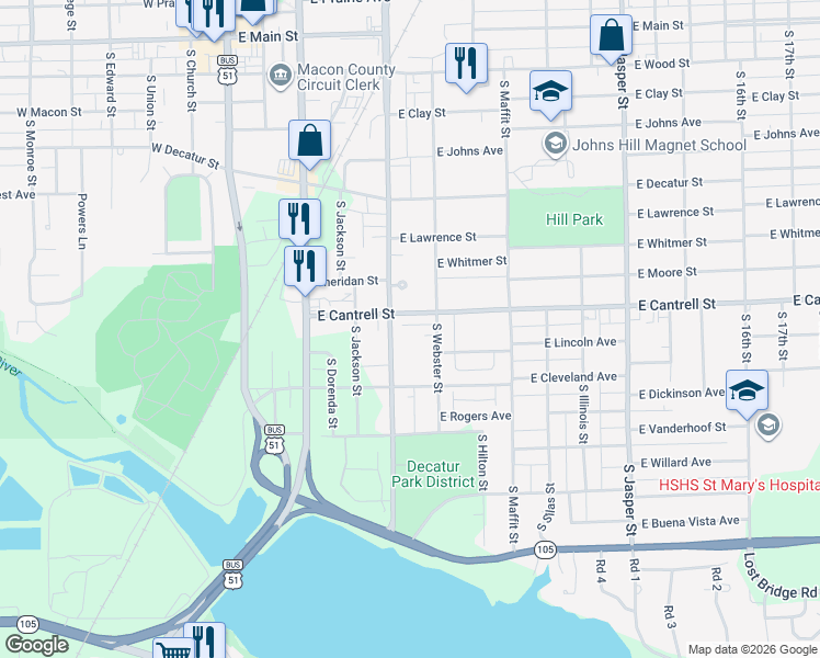 map of restaurants, bars, coffee shops, grocery stores, and more near 2-106 Webster Ct in Decatur