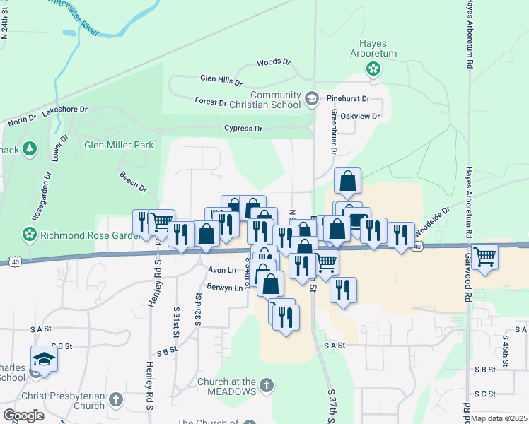 map of restaurants, bars, coffee shops, grocery stores, and more near 3516 North 35th Place in Richmond
