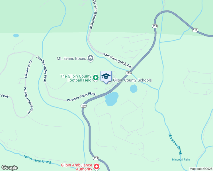 map of restaurants, bars, coffee shops, grocery stores, and more near 10595 Colorado 119 in Black Hawk