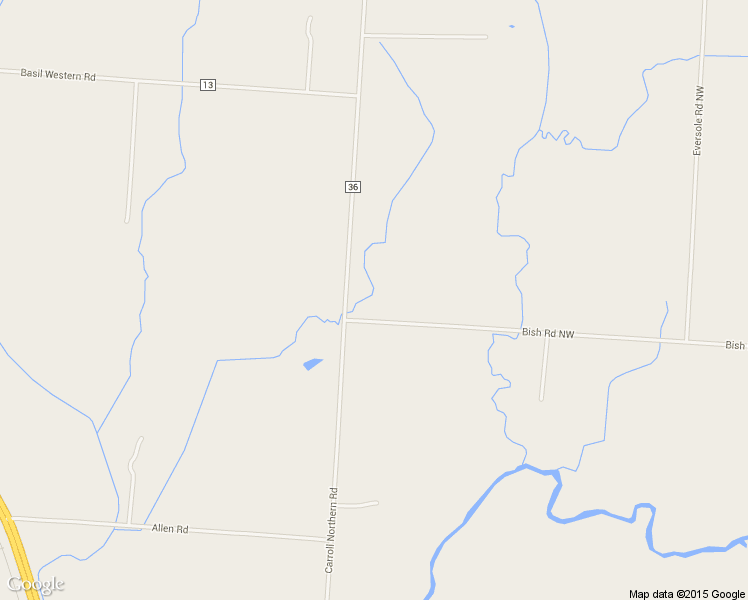 map of restaurants, bars, coffee shops, grocery stores, and more near 5950 Bish Road Northwest in Carroll
