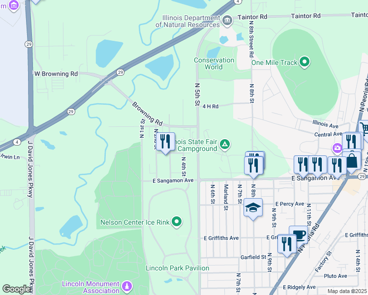 map of restaurants, bars, coffee shops, grocery stores, and more near 400-498 Belmont Avenue in Springfield