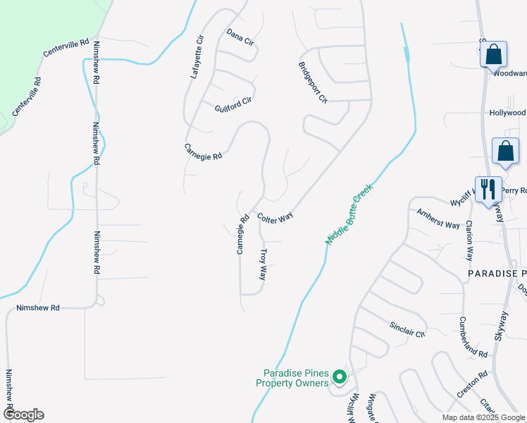 map of restaurants, bars, coffee shops, grocery stores, and more near 14395 Colter Way in Magalia