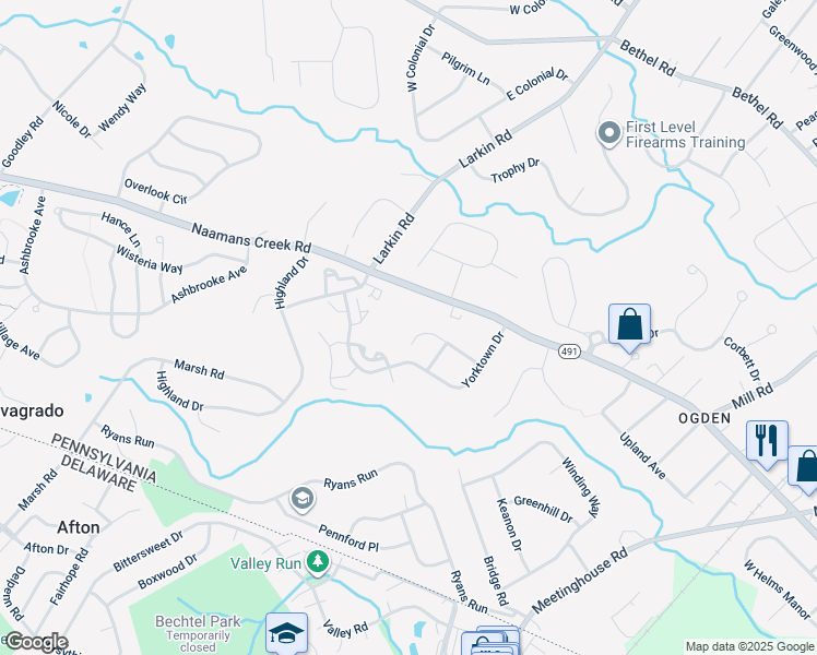 map of restaurants, bars, coffee shops, grocery stores, and more near 4020 Washington Drive in Upper Chichester