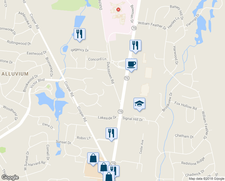 map of restaurants, bars, coffee shops, grocery stores, and more near 7 Dutchtown Rd in Voorhees