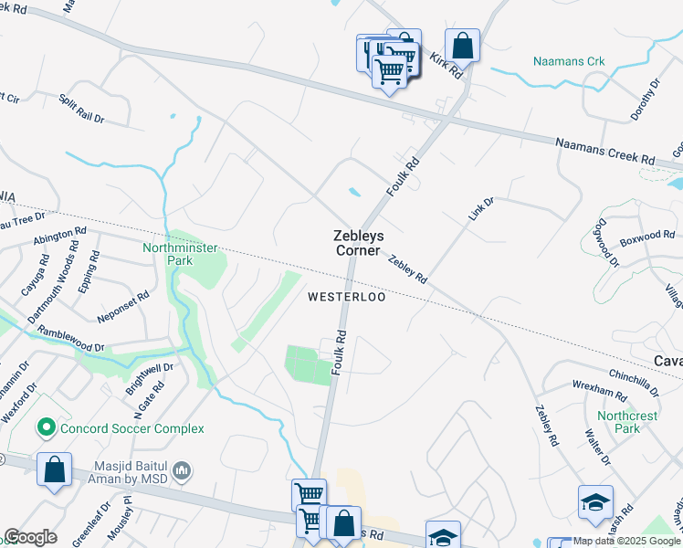 map of restaurants, bars, coffee shops, grocery stores, and more near 3823 Foulk Road in Garnet Valley