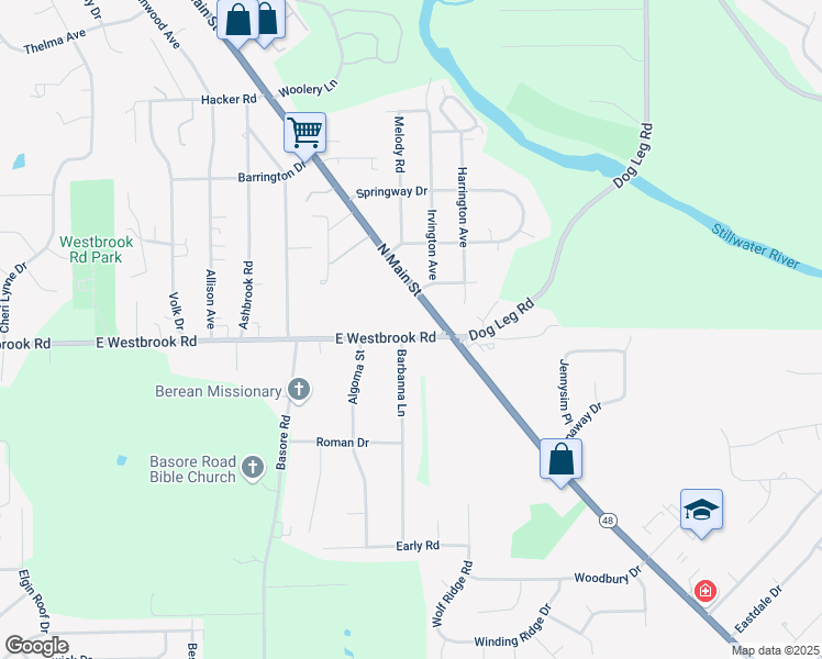 map of restaurants, bars, coffee shops, grocery stores, and more near 71 East Westbrook Road in Dayton