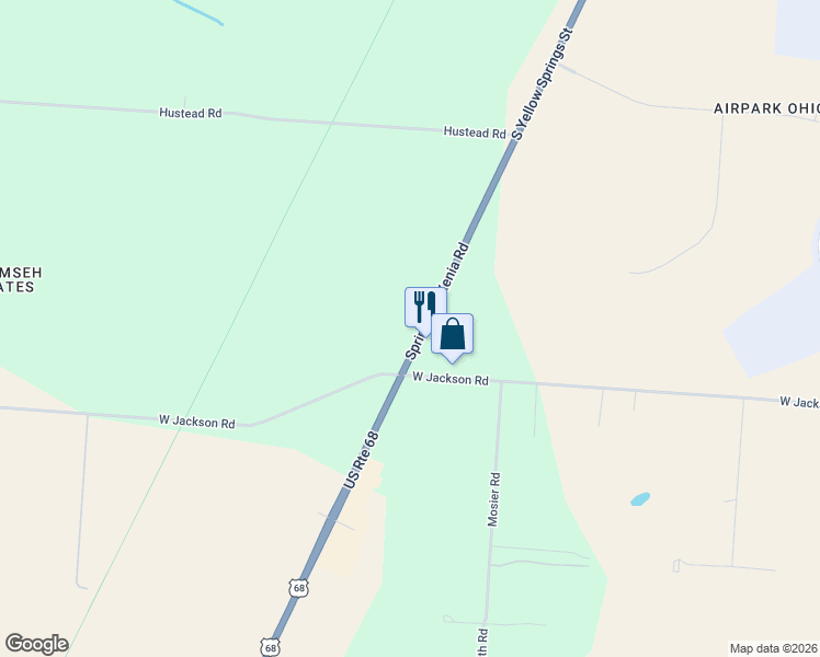 map of restaurants, bars, coffee shops, grocery stores, and more near 6431 Springfield Xenia Road in Springfield