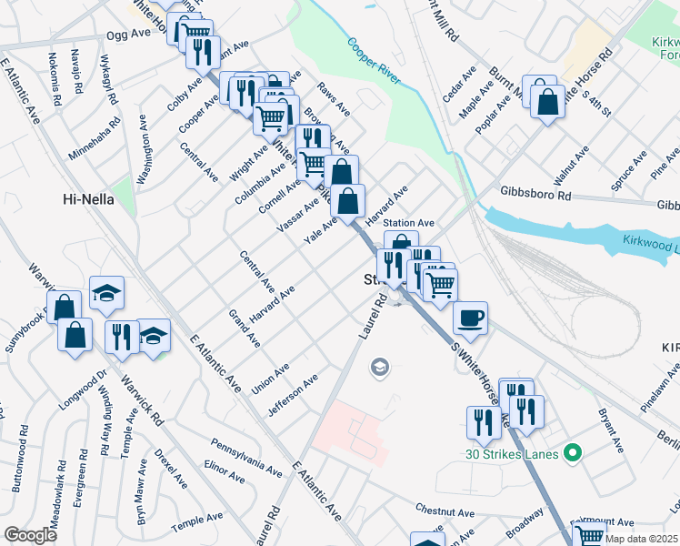 map of restaurants, bars, coffee shops, grocery stores, and more near 317 Princeton Avenue in Stratford