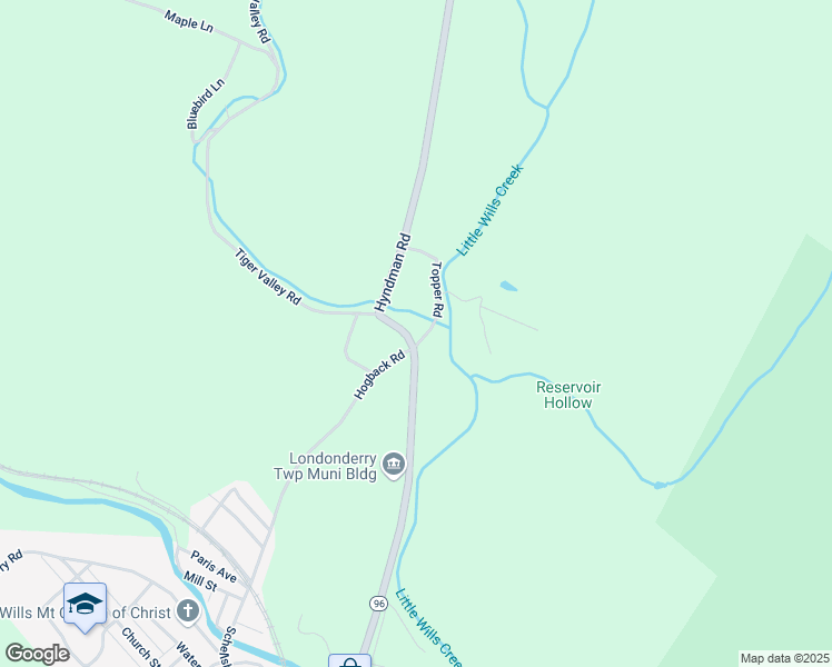 map of restaurants, bars, coffee shops, grocery stores, and more near 4456 Hyndman Road in Hyndman