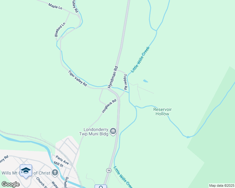 map of restaurants, bars, coffee shops, grocery stores, and more near 4456 Hyndman Road in Hyndman