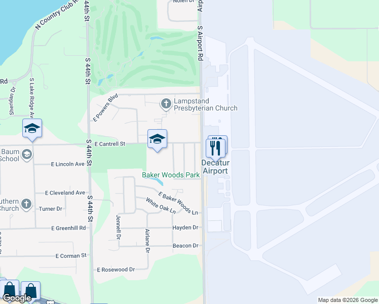 map of restaurants, bars, coffee shops, grocery stores, and more near 801-927 Hancock Drive in Decatur