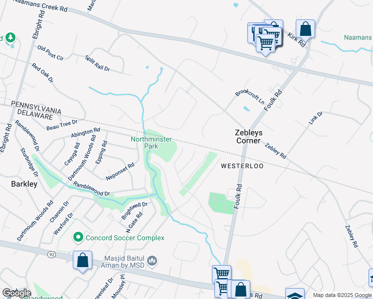 map of restaurants, bars, coffee shops, grocery stores, and more near 123 Birch Knoll Road in Wilmington