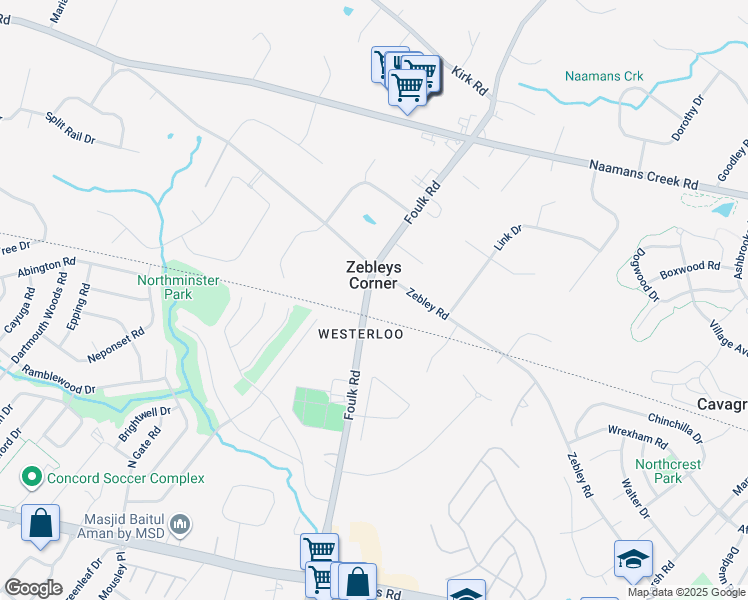 map of restaurants, bars, coffee shops, grocery stores, and more near 3818 Foulk Road in Garnet Valley