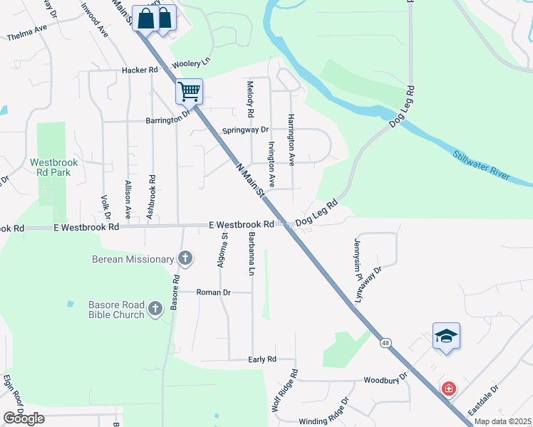 map of restaurants, bars, coffee shops, grocery stores, and more near in Dayton