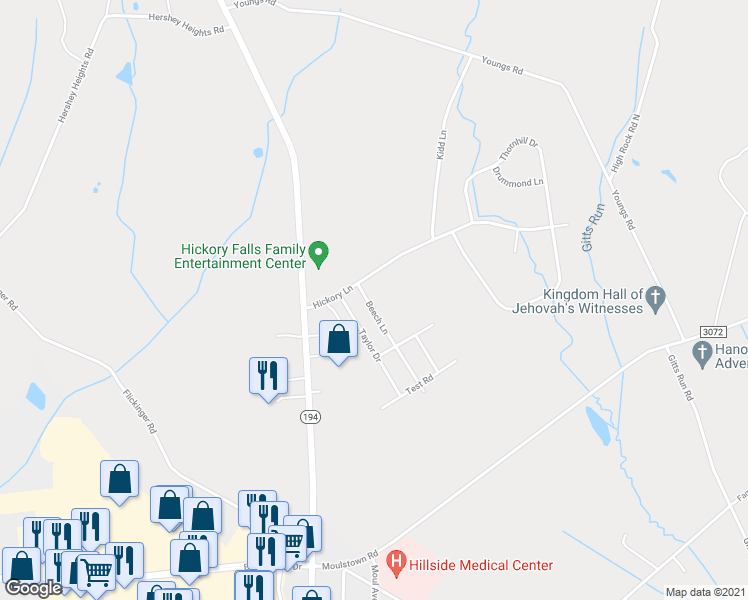 map of restaurants, bars, coffee shops, grocery stores, and more near 1687 Beech Lane in Hanover