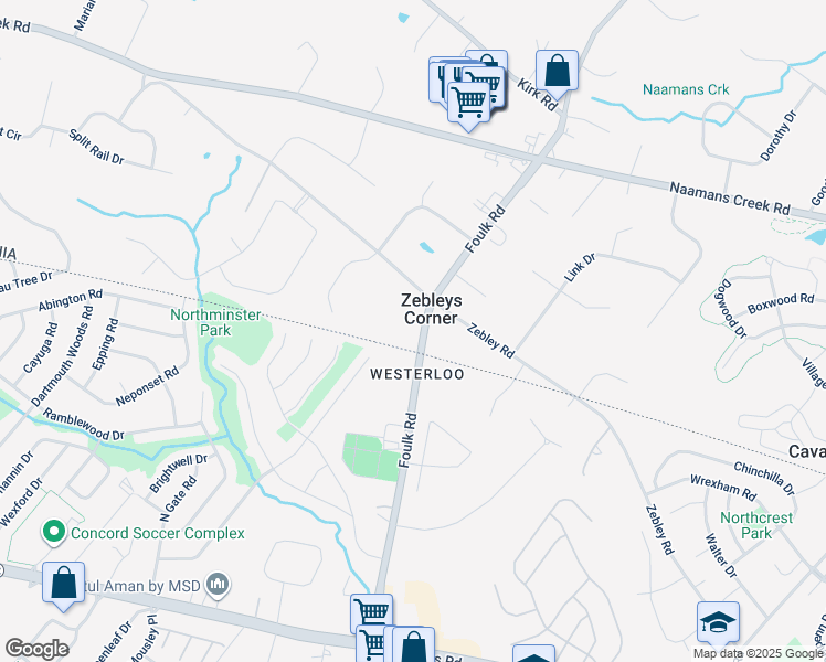 map of restaurants, bars, coffee shops, grocery stores, and more near 3821 Foulk Road in Garnet Valley