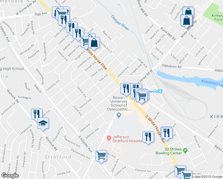 map of restaurants, bars, coffee shops, grocery stores, and more near 317 Princeton Avenue in Stratford