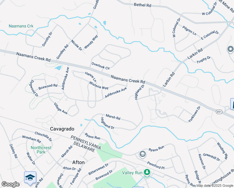 map of restaurants, bars, coffee shops, grocery stores, and more near 1751 Ashbrooke Avenue in Garnet Valley