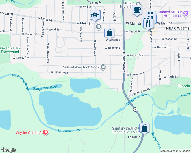 map of restaurants, bars, coffee shops, grocery stores, and more near 798 South Taylor Avenue in Decatur