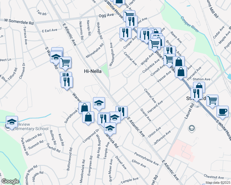 map of restaurants, bars, coffee shops, grocery stores, and more near 318 Columbia Avenue in Stratford